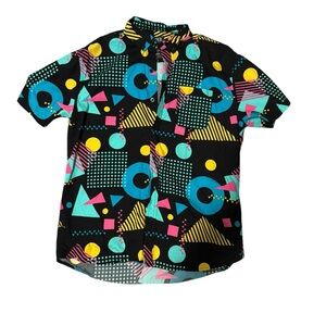 Geometric Patterned Black Shirt